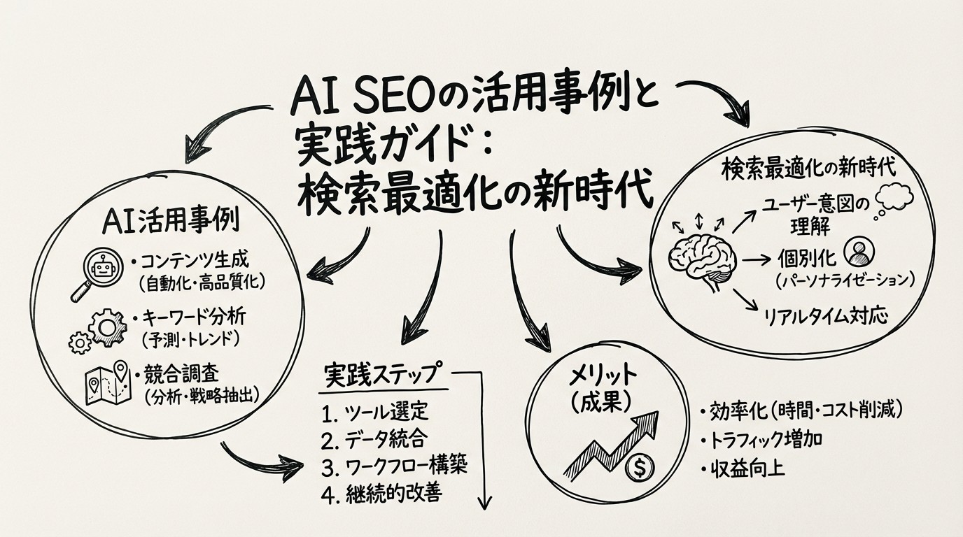 AI SEOの活用事例と実践ガイド：検索最適化の新時代のイメージ