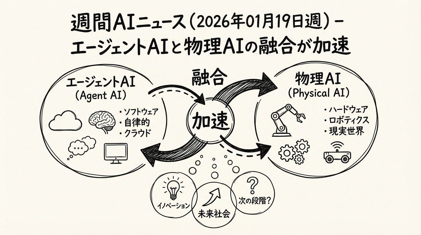 週間AIニュース（2026年01月19日週）- エージェントAIと物理AIの融合が加速のイメージ