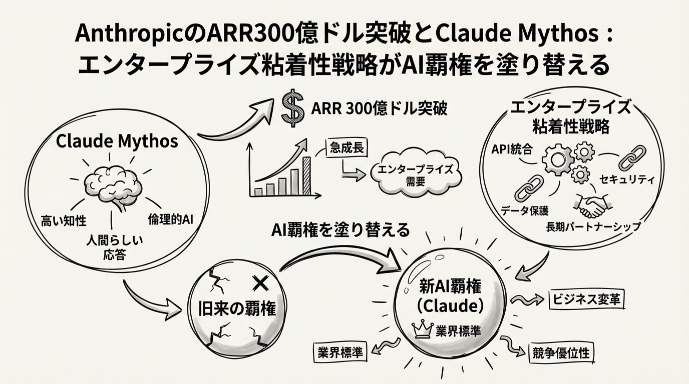 AnthropicのARR300億ドル突破とClaude Mythos:エンタープライズ粘着性戦略がAI覇権を塗り替えるのイメージ