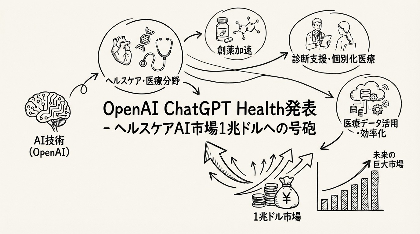 OpenAI ChatGPT Health発表 - ヘルスケアAI市場1兆ドルへの号砲のイメージ