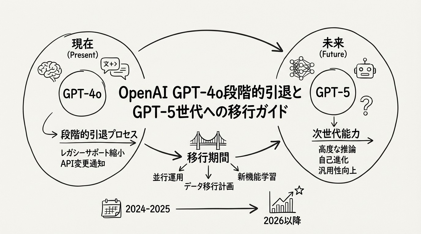 OpenAI GPT-4o段階的引退とGPT-5世代への移行ガイドのイメージ