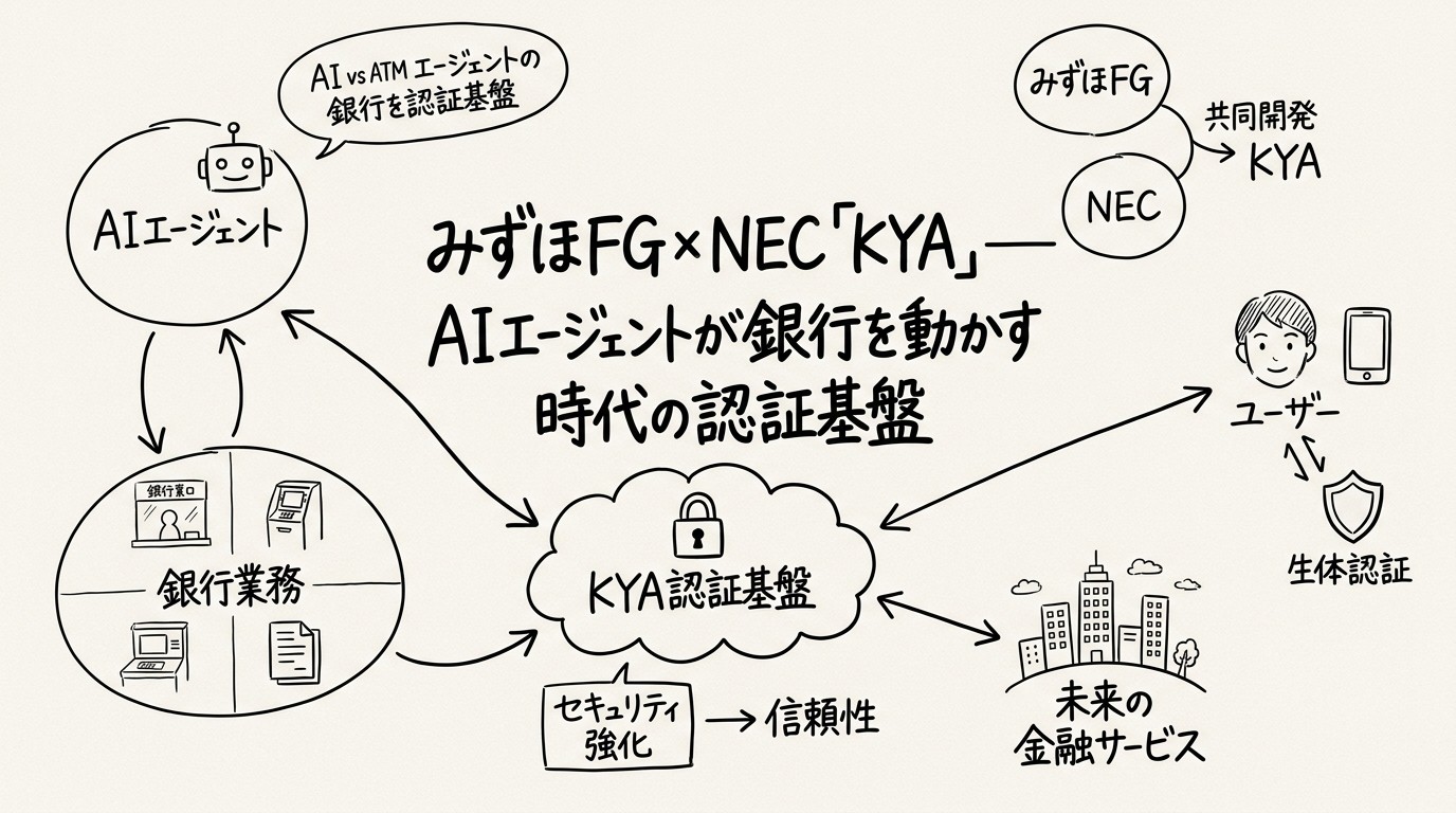 みずほFG×NEC「KYA」——AIエージェントが銀行を動かす時代の認証基盤のイメージ