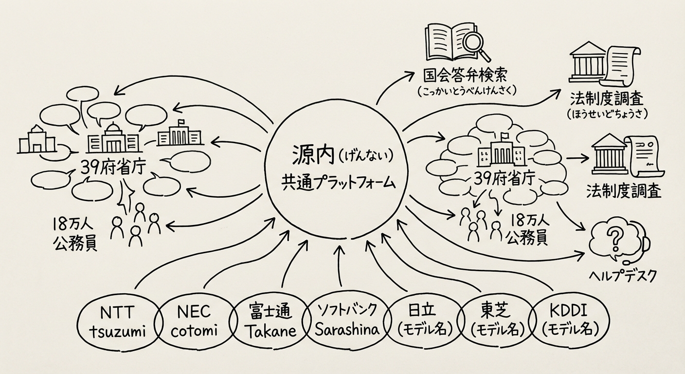 デジタル庁のガバメントAI「源内」全府省庁展開:国産LLM7モデルと18万人の公務員が変える行政DX